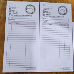 9 talonarios personalizados 10x21cm